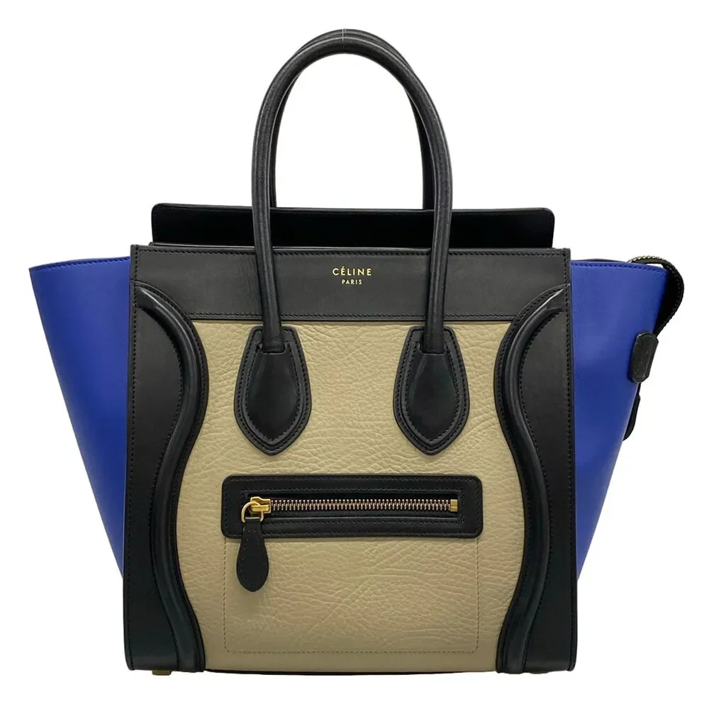Celine Luggage Micro Shopper Handbag Gray Beige Blue Black